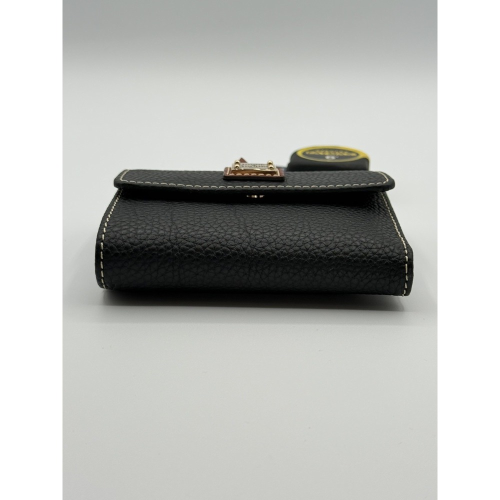 Dooney & Bourke Black Pebble Grain Small Flap Credit Card Wallet - Picture 2 of 6